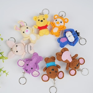 NEW! Crochet Winnie the Pooh Car Hanger/Keychain, Pooh and Friends, Handmade Crochet Gift for Kids, Birthday/Teacher Gift, Baby Shower Decor