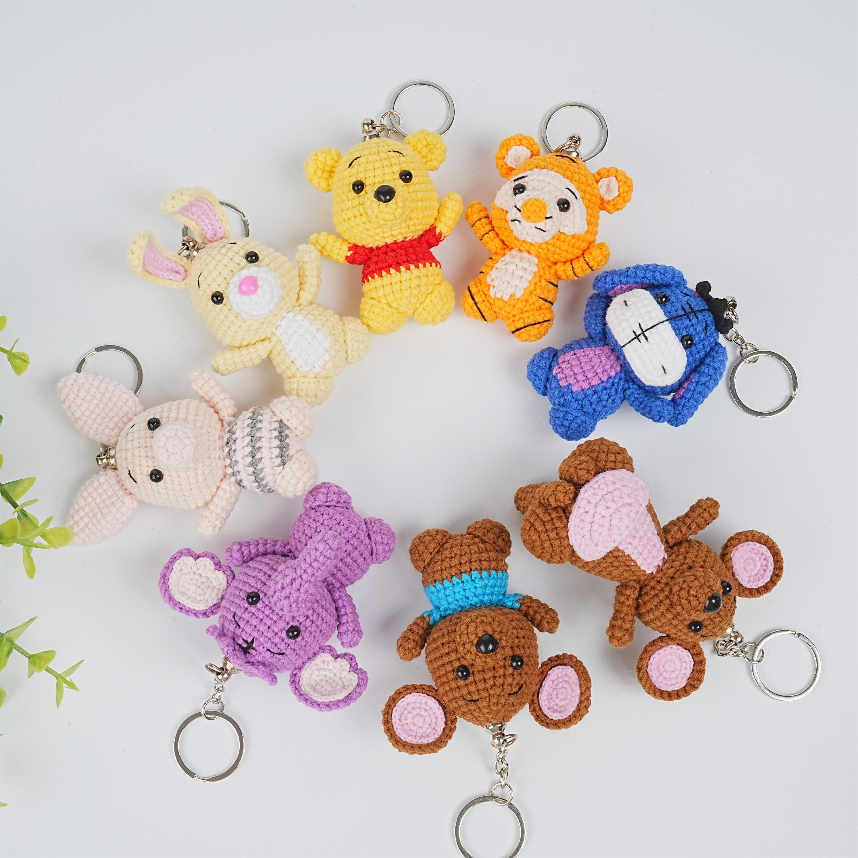 NEW! Crochet Winnie the Pooh Car Hanger/Keychain, Pooh and Friends, Handmade Crochet Gift for Kids, Birthday/Teacher Gift, Baby Shower Decor