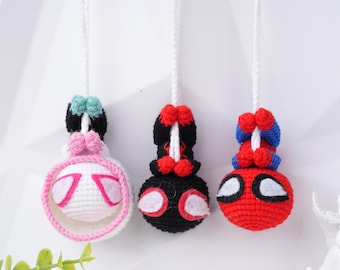 Crochet Spider-Man Car Hanger, Amigurumi Car Accessories, Handmade Crochet Gift, Spider-Man Lovers Gift, Graduation Gift