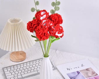 8 Stück handgefertigter gehäkelter Nelkenstrauß, gestrickte Nelkenblume, Jubiläum, Geschenk für Frau, Muttertagsgeschenk