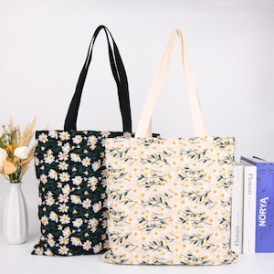NEU! Gestickte weiße Gänseblümchen-Umhängetasche, handgemachte Gänseblümchen-Einkaufstasche, geblümte Baumwoll-Leinen-Tasche, Geschenk für Mutter, Sommer-/Strandgeschenk