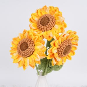 NIEUW! 1/2/3/5 STKS Handgemaakte gehaakte zonnebloem voor jubileumcadeau, grote zonnebloem, gebreid bloemboeket, herfstcadeau, cadeau leraar