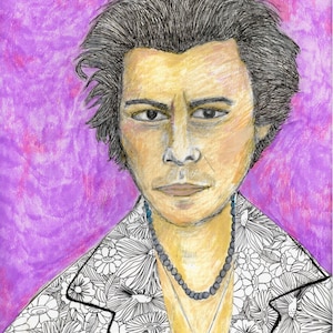 Harry;  Kunstafdruk van mannelijk portret - mixed media, muurkunst, 8 x 10 inch, ingelijst