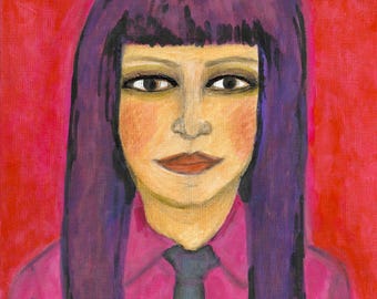 Jane; Art Print of Female Portrait- Mixed Media Art, 8”x10”, Unframed