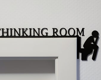 Thinking Room Restroom Sign – 3D Printed Door Sign, WC Sign, Bathroom Decoration, Modern Gift, Thinking Person, Minimalist