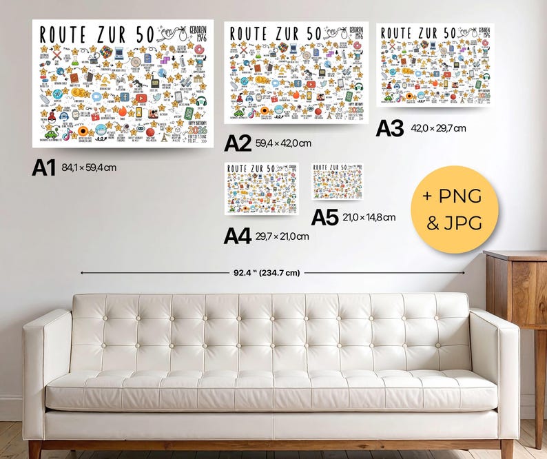 1976 50. Geburtstag Jahrgangsposter – Route zur 50 Zeitreise als digitaler Download DIN A1–A5 Bild 10