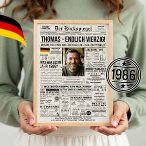 1986 40th Birthday - Personalized Newspaper as a Gift - Instant Access via Canva - Available Sizes A1 to A5