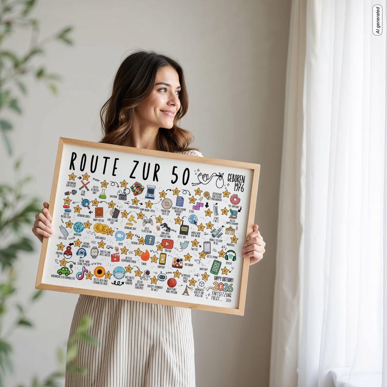 1976 50. Geburtstag Jahrgangsposter – Route zur 50 Zeitreise als digitaler Download DIN A1–A5 Bild 9