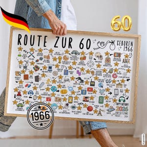 1966 60. Geburtstag I Jahrgangsposter Meilensteine I Geburtstagsgeschenk zum 60. für Männer und Frauen I Sofort Ausdrucken I Ausgabe 2026