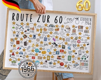 1966 60th Birthday | Year Poster Milestones | 60th Birthday Gift for Men and Women | Instant Print | 2026 Edition