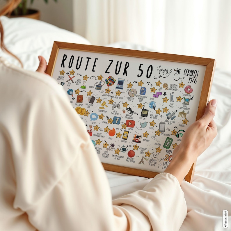 1976 50. Geburtstag Jahrgangsposter – Route zur 50 Zeitreise als digitaler Download DIN A1–A5 Bild 5