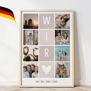 Póster familiar personalizado con nombre de familia, collage de fotos familiares, regalo nacimiento boda mudanza cumpleaños bautizo, disponible de inmediato