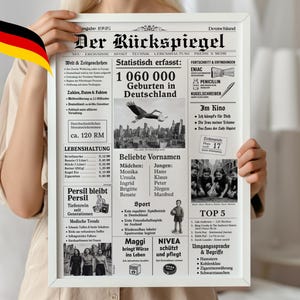 1945 80° compleanno I Poster vintage del giornale Germania I Regalo di 80° compleanno per uomini e donne I Stampabile all'istante