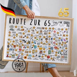 1961 65. Geburtstag I Jahrgangsposter Meilensteine I Geburtstagsgeschenk zum 65. für Männer und Frauen I Sofort Ausdrucken I Ausgabe 2026