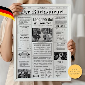 1955 70. Geburtstag I Jahrgangsposter Zeitung BRD I Geburtstagsgeschenk zum 70. für Männer und Frauen I Sofort zum Ausdrucken A3 A4 A5 PNG