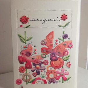 ALLGEMEINE GRUSSKARTE aus feinem Papier, illustriert mit Aquarellen