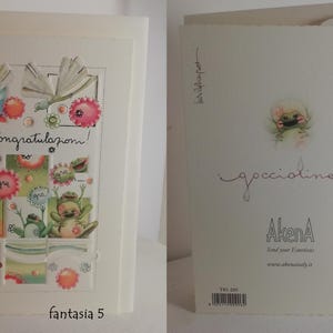 Carte de FÉLICITATIONS en papier fin illustrée d'aquarelles