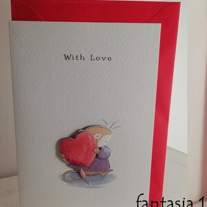 Valentinstagskarte aus feinem Papier, illustriert mit Aquarellen