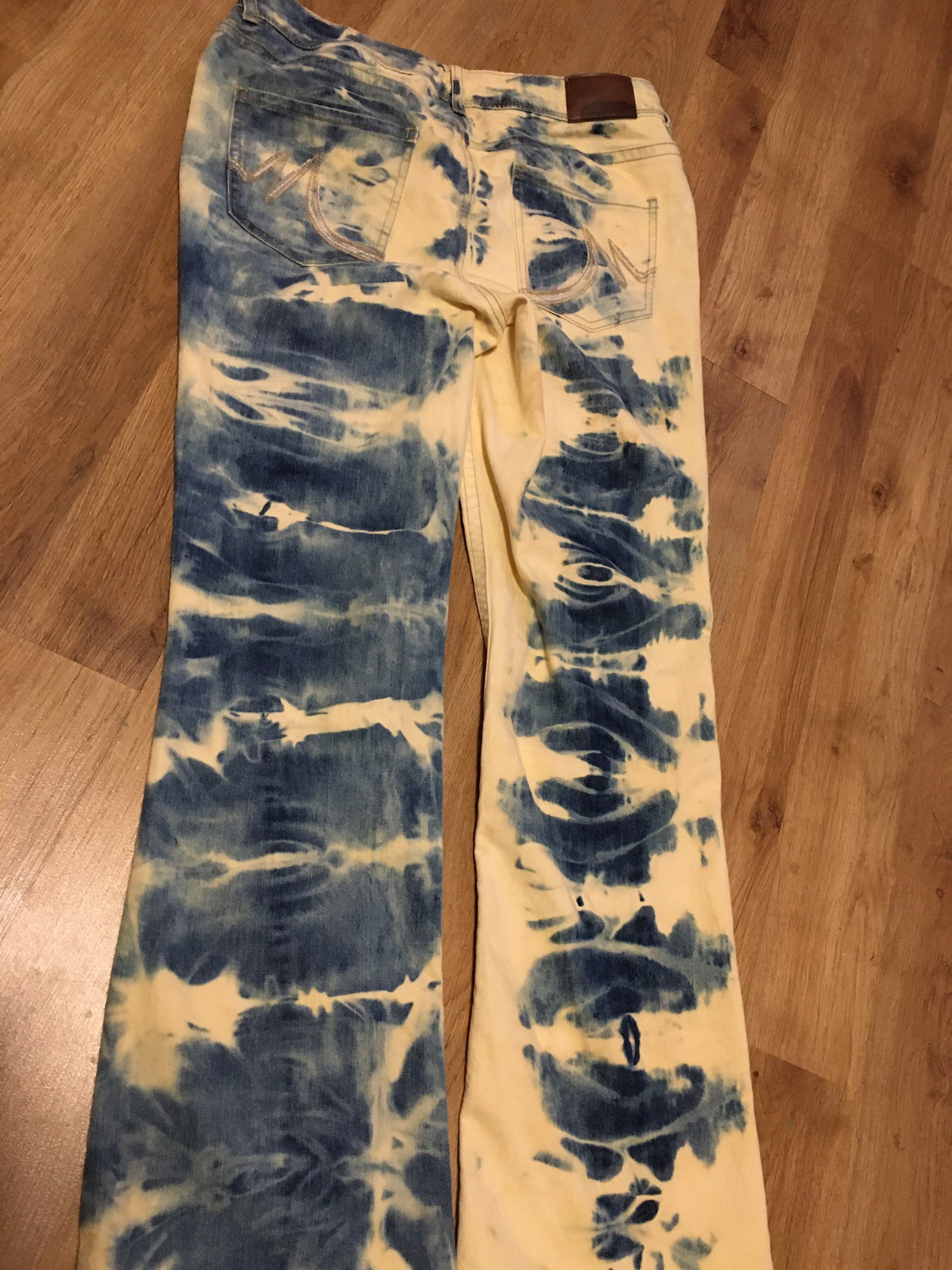 Bleach Dyed Womens Denim Jeans Tiedyed denim Jeans Womens Etsy