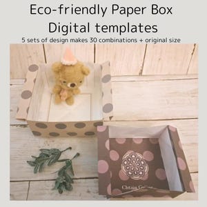 Eco-friendly Paper Box Digital templates  Dot 1—Easy craft for everyone: You can print and make 30 combinations of Paper Boxes.