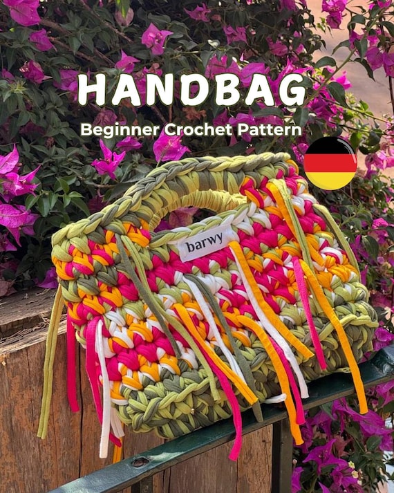 LULU Tasche Häkelanleitung: Anfängerfreundlich mit T-Shirt-Garn (Deutsche PDF + Video), Individuelle Größe
