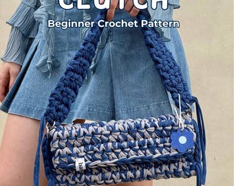 Patroon gehaakt schoudertasje + clutch: tasje van T-shirtgaren voor beginners (Engelse video)