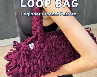 LOOP Bag Crochet Pattern: Beginner-Friendly T-shirt Yarn Shoulder bag (English Video)