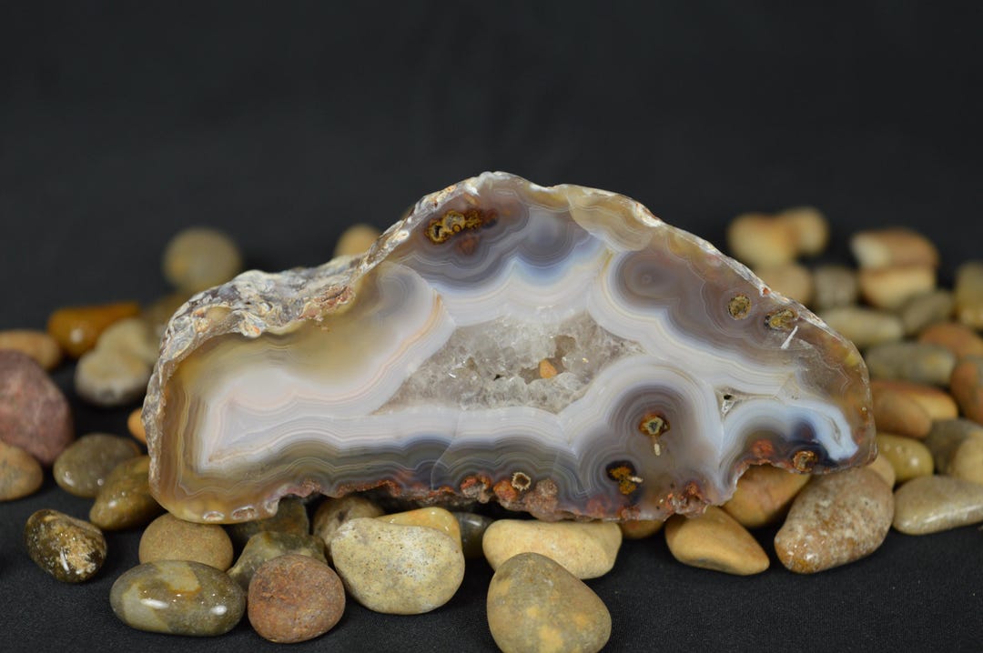 Triple Geode Rough Amazing Agua Nueva Agate Specimen Half Polished Nodule Raw Rough Geode ...