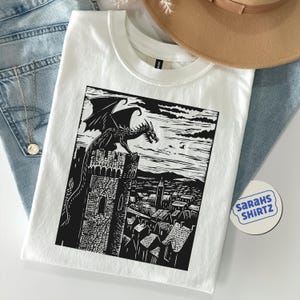 Dragon Vintage Dark Art Graphic Shirt, 90s Tattoo, Retro Medieval Y2k Tshirt, Dreamy Abstract Art, Dragon Lovers Gift Tee, Grimdark, Baggy