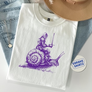 Vintage Snail Knight Graphic Tshirt, Meme Shirt, Retro Creepy 90s Washed Shirt, Y2k Dreamy Abstract Dark Art Tee, Grimdark Gag Gift Shirt