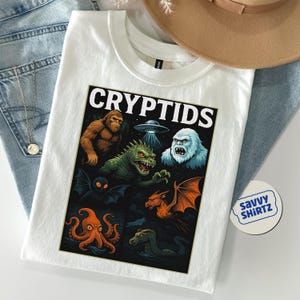 Cryptids T-Shirt | Bigfoot, Loch Ness, Mothman & More - Mythical Creatures Tee for Cryptid Lovers