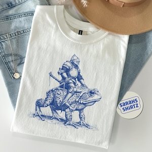 Vintage Frog Knight Graphic Tshirt, Meme Shirt, Retro Creepy 90s Washed Shirt, Y2k Dreamy Abstract Dark Art Tee, Grimdark Gag Gift Shirt