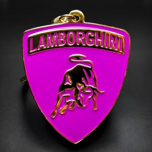 Lamborghini Purple Keychain: Double-Sided Metal Emblem