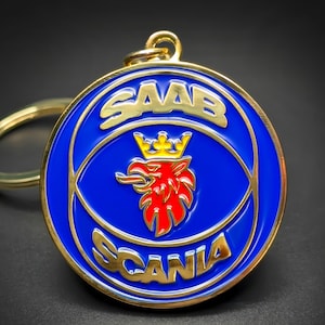 Saab Keychain Emblem Vintage Double-Sided Metal, Sonett, 900, 340, Gripen, Scania, Gift