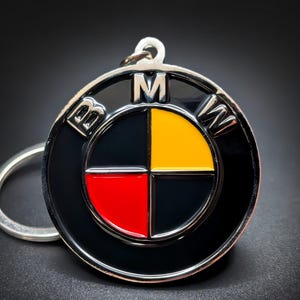 BMW German Flag Emblem Keychain: Double-Sided Metal Keyring