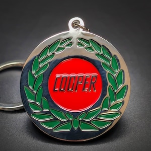 Mini Cooper Retro Keychain Double-Sided Metal Emblem, Countryman, Clubman, Gift