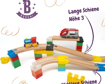 Brücken-/Rampen-Set für Holzeisenbahn & große Klemmbausteine (z. B. BRIO®, DUPLO® kompatibel) | sicher für Kinder