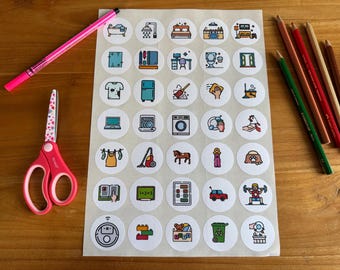 Zusatz-Sticker für To-Do-Tafel | 35 Routine-Sticker für Kinder | Familienorganisation, Aufgaben & Belohnungssystem | Erweiterungsset