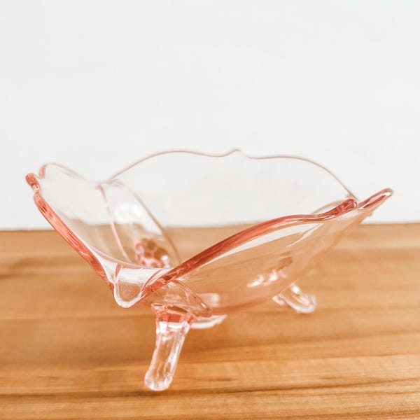 Vintage Lancaster Glass Pink Footed Bowl