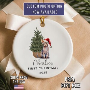 Personalized Devon Rex's First Christmas Ornament | Ceramic Keepsake with Gift Box