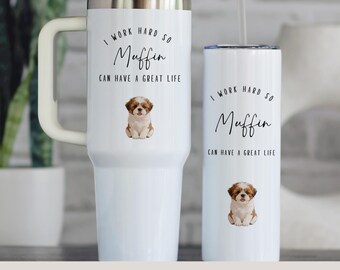 Custom Shih Tzu Tumbler | Personalized Pet Portrait Gift | 40oz & 20oz Travel Cup