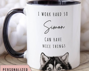 Personalized Alaskan Malamute Dog Coffee Mug, Funny Pet Lover Gift