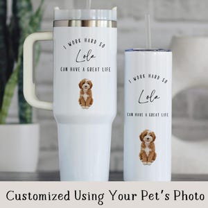 Custom Cavapoo Tumbler | Personalized Pet Portrait Gift | 40oz & 20oz Travel Cup