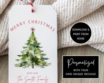 Personalized Christmas Tree Gift Tags (Printable PDF)