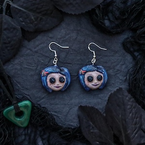 Coraline earrings | Button earrings | Other Mother | Coraline doll | pink palace | Button eyes | creepy earrings | creepy doll