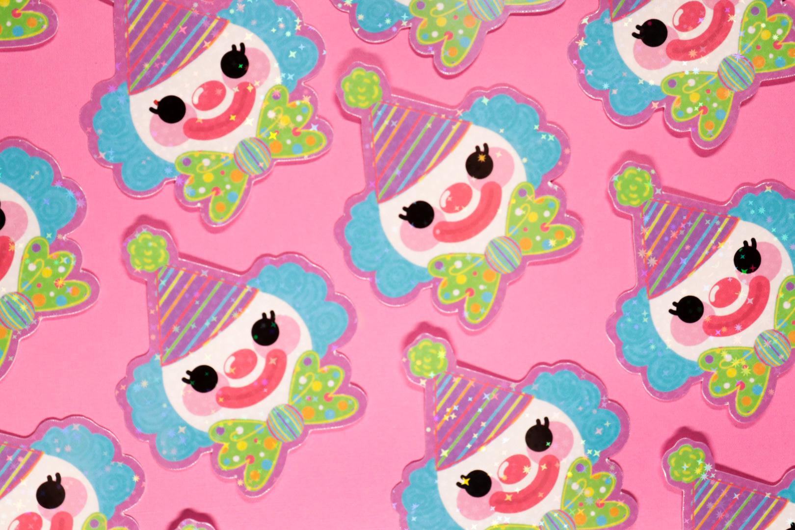 Simple Clown Sticker Glittery Clown Sticker Vintage Happy Clown Retro Clowncore Sticker Cute ...