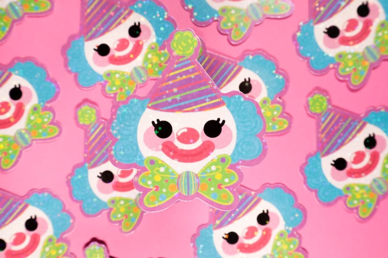 Glittery Clown Sticker Vintage Happy Clown Retro Clowncore Sticker Cute ...