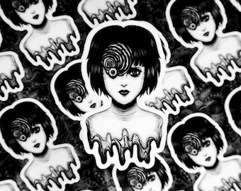 Spiral girl sticker Goth\ Japanese horror anime manga vinyl sticker for water bottle