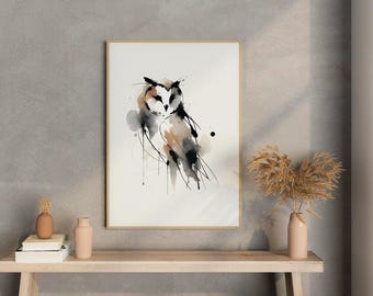 Póster minimalista de búho con acuarela, arte de pared abstracto de animales occidentales, decoración rústica de vida salvaje para el hogar y la oficina, idea de regalo