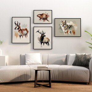 Watercolor Acrylic Poster Print, Abstract Rustic Animal Wall Art, Nature Wildlife Gift for Kids Room, Office, or Home Decor